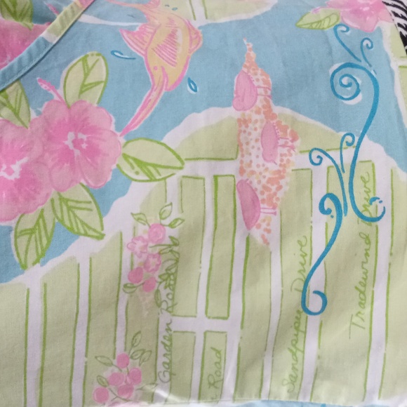 🏝VTG/RARE Lilly Pulitzer🏝 - "Via Lilly" Palm Beach Map Cropped Wrap Top - Picture 9 of 16